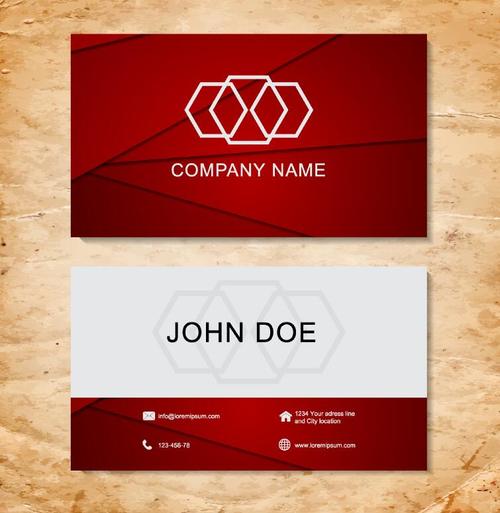 Red with white company business card vector 02