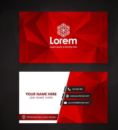 Red with white company business card vector 03