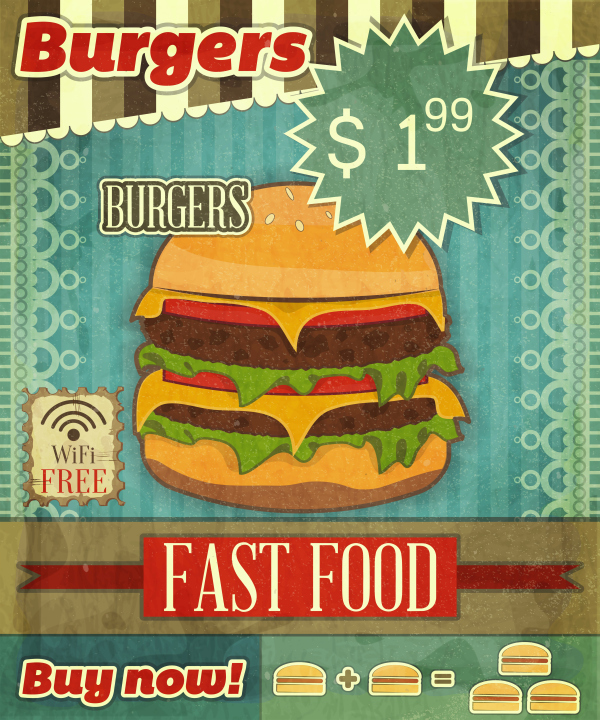 Retro food menu cover vector 2
