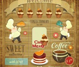 Retro food menu cover vector 4