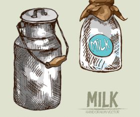 Retro milk hand drawn vector material 01