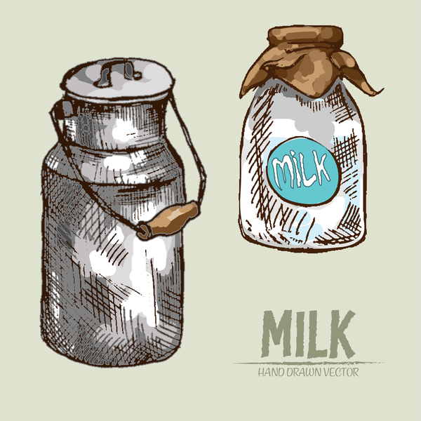 Retro milk hand drawn vector material 01