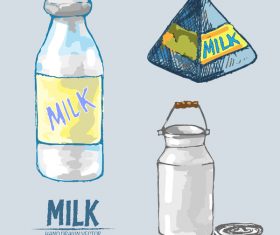 Retro milk hand drawn vector material 02