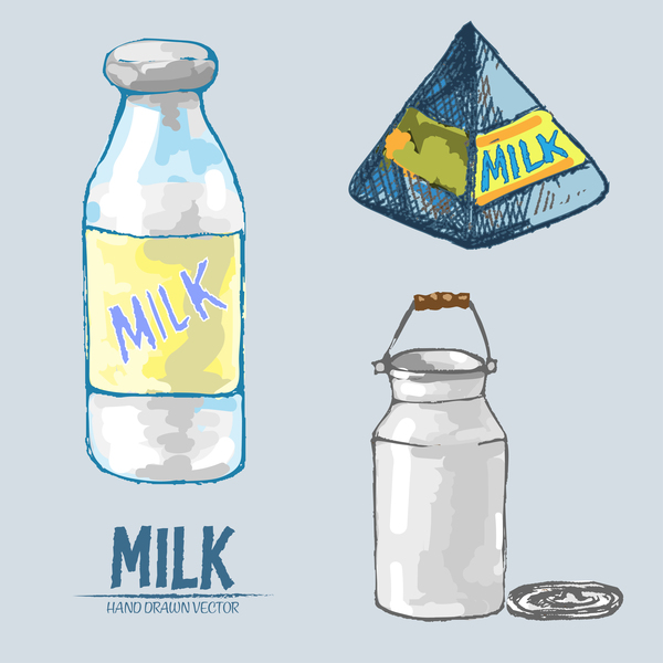 Retro milk hand drawn vector material 02