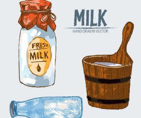 Retro milk hand drawn vector material 04