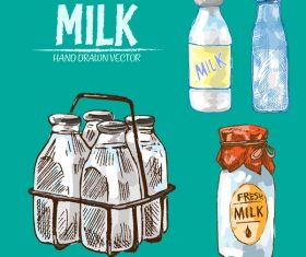 Retro milk hand drawn vector material 05