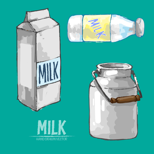 Retro milk hand drawn vector material 06