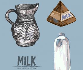 Retro milk hand drawn vector material 07