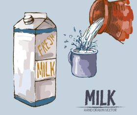 Retro milk hand drawn vector material 08