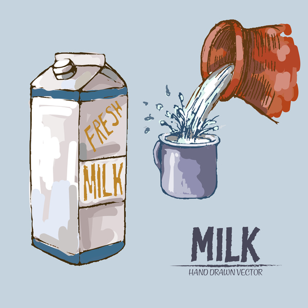 Retro milk hand drawn vector material 08