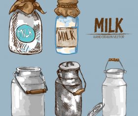 Retro milk hand drawn vector material 09