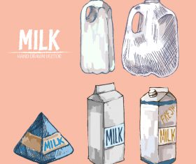 Retro milk hand drawn vector material 10