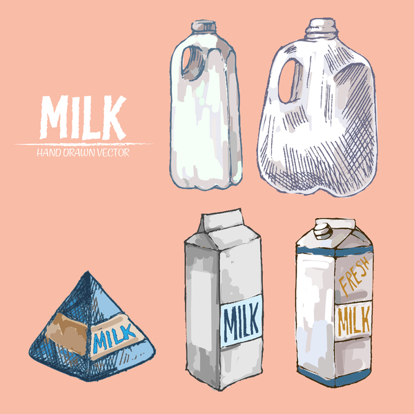 Retro milk hand drawn vector material 10