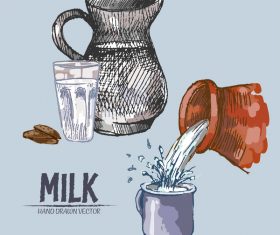 Retro milk hand drawn vector material 11