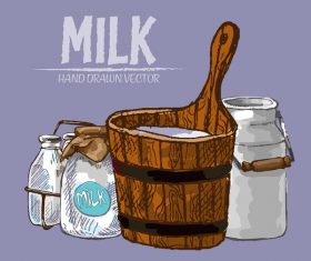 Retro milk hand drawn vector material 12