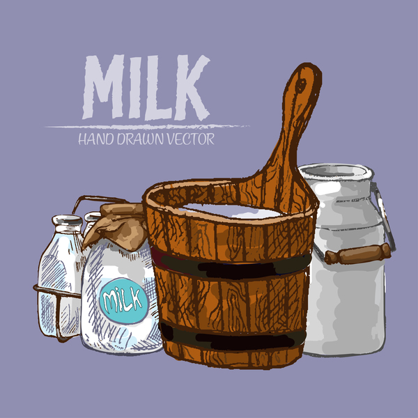 Retro milk hand drawn vector material 12