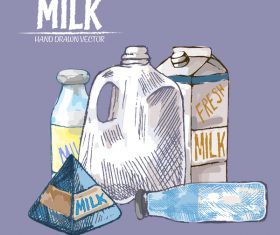 Retro milk hand drawn vector material 13