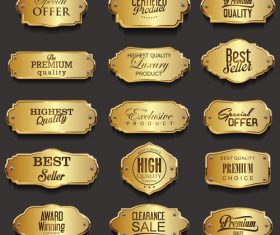 Retro vintage golden frames sale collection vector illustration 01