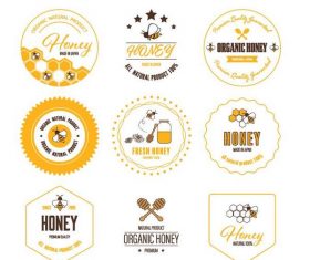 Round honey labels with badge vector