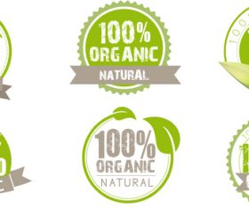 Round natural with organic labels vectors