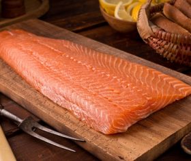 Salmon and spices on chopping board Stock Photo 03