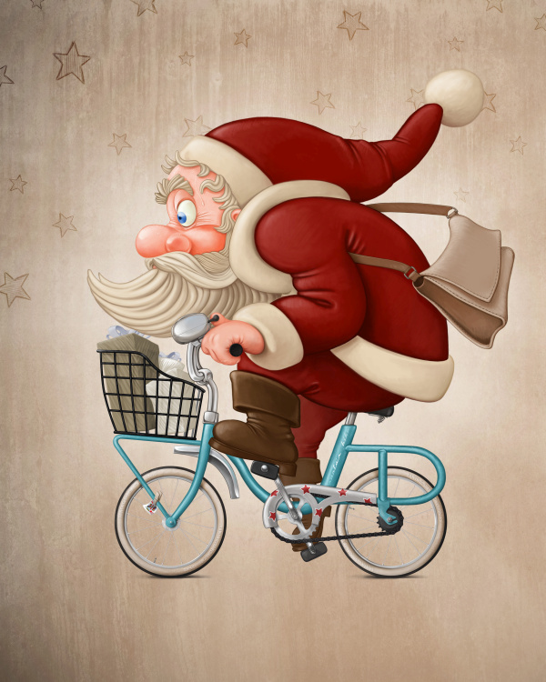 Santa Claus rides the bicycle 02