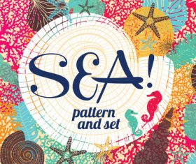 Sea styles postcard vector 02