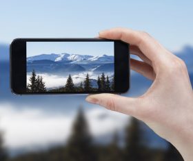 Shooting natural scenery with smart phones Stock Photo