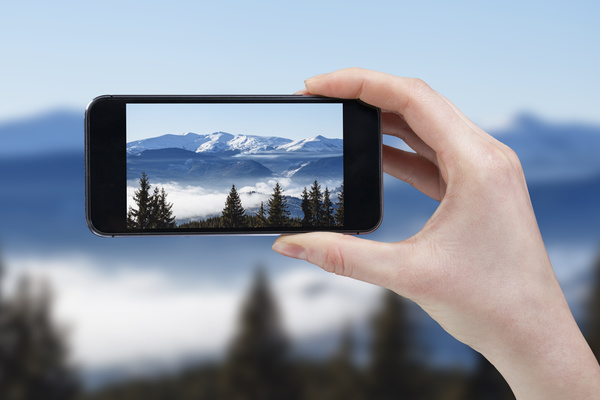 Shooting natural scenery with smart phones Stock Photo