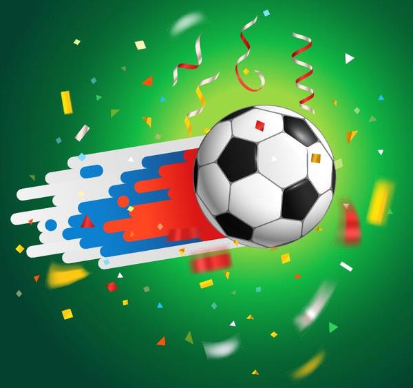 Soccer background with confetti vector