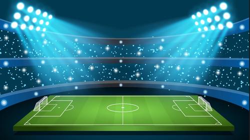 Soccer stadiums background with sportlight vector 01