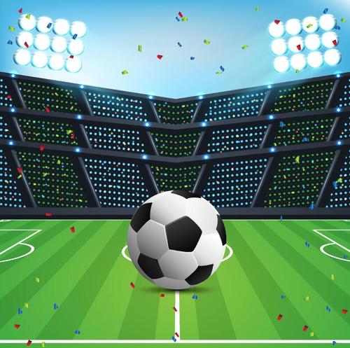 Soccer stadiums background with sportlight vector 04