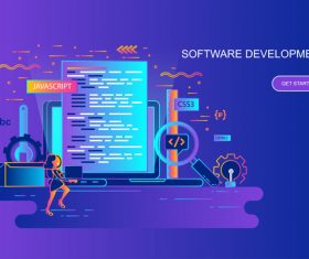 Software development flat design concept vector