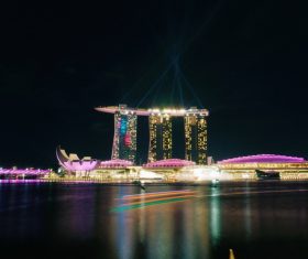 Sparkling luxury architecture in night city Stock Photo