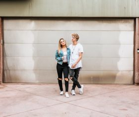 Street trend couples Stock Photo