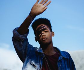 Stylish young black boy Stock Photo