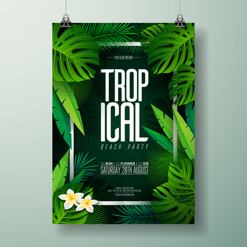 Summer beach party poster templates vector set 01