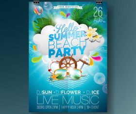 Summer beach party poster templates vector set 06