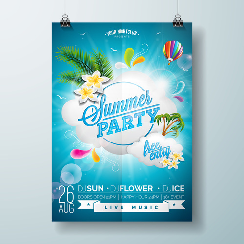 Summer beach party poster templates vector set 10