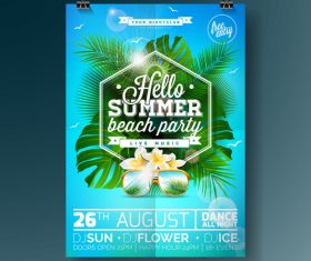 Summer beach party poster templates vector set 15