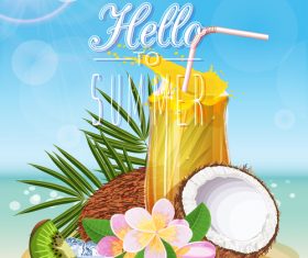 Summer drinks poster template vectors 02