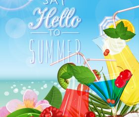 Summer drinks poster template vectors 03