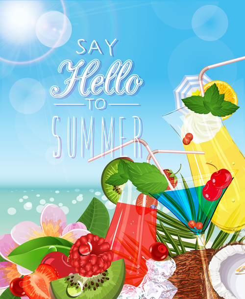 Summer drinks poster template vectors 03