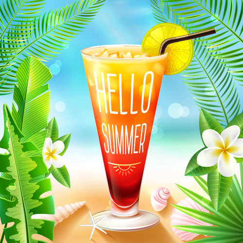 Summer drinks poster template vectors 04