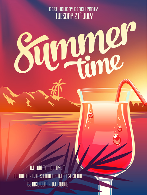 Summer drinks poster template vectors 05