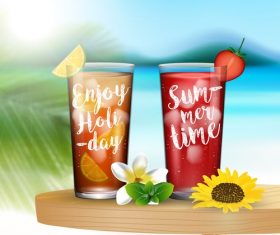 Summer drinks poster template vectors 07