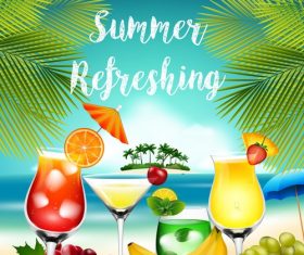 Summer drinks poster template vectors 08