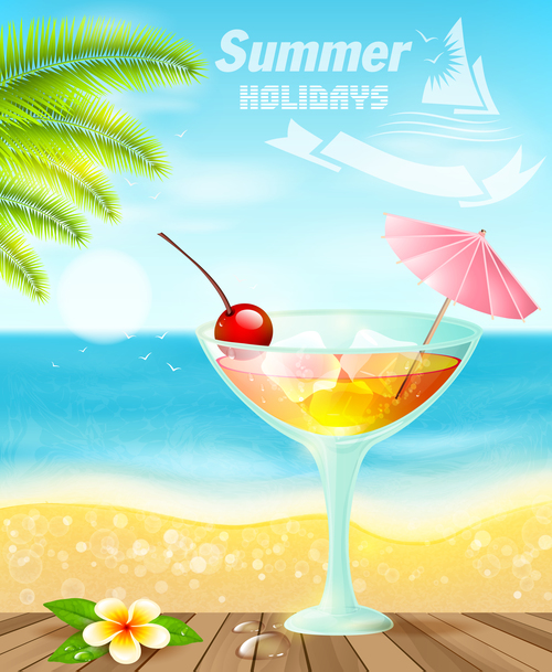 Summer drinks poster template vectors 10