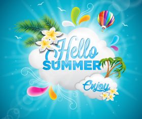 Summer travel elements design vector material 01