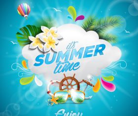 Summer travel elements design vector material 02